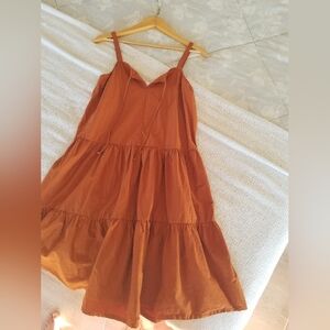 Rust Orange Sleeveless Tiered Dress